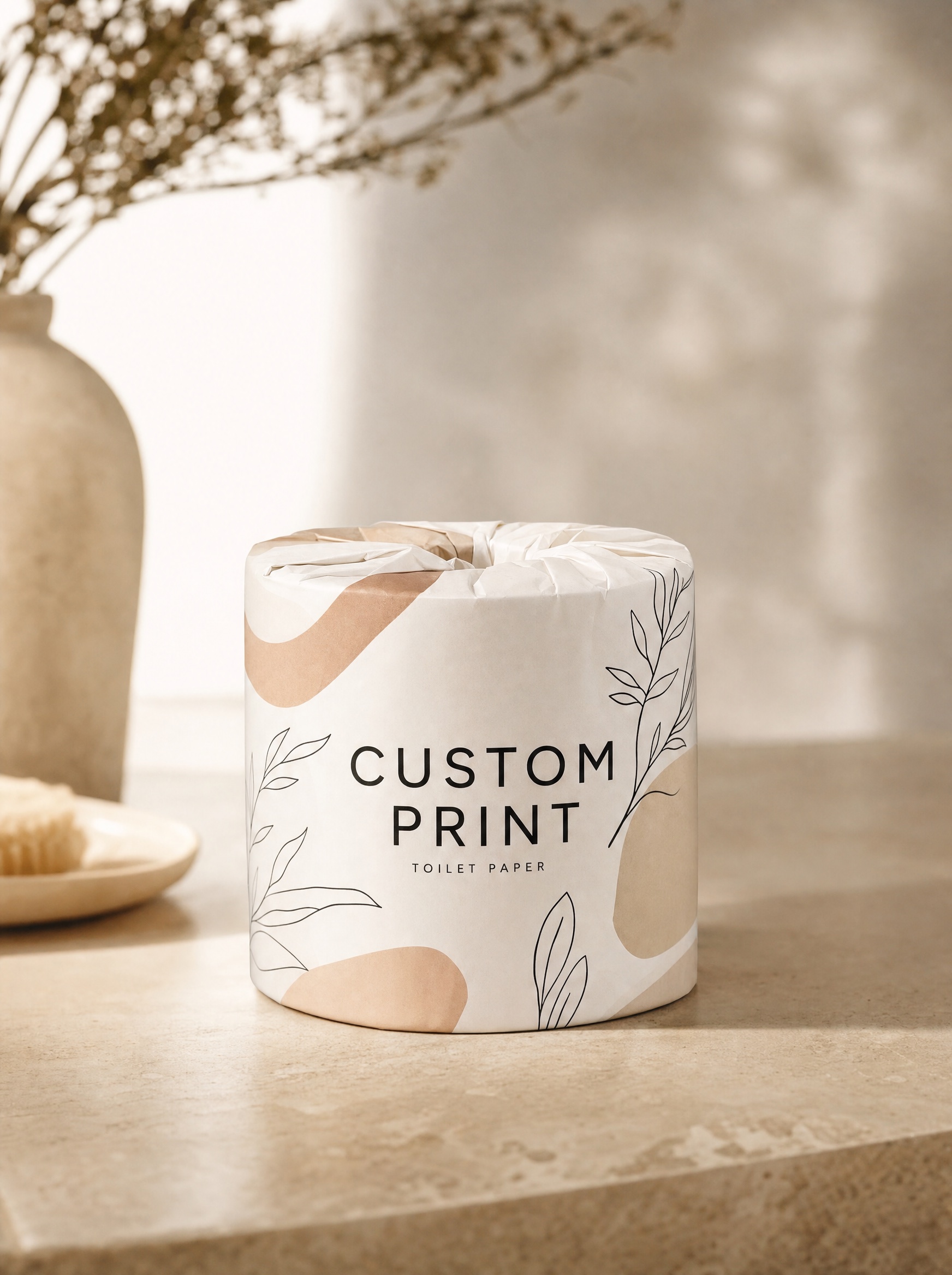 A DaisyRoll roll with a custom-printed wrapper
